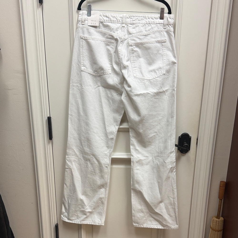 Zara low rise White Wide Leg Jeans pants summer full length 8 - Picture 7 of 8